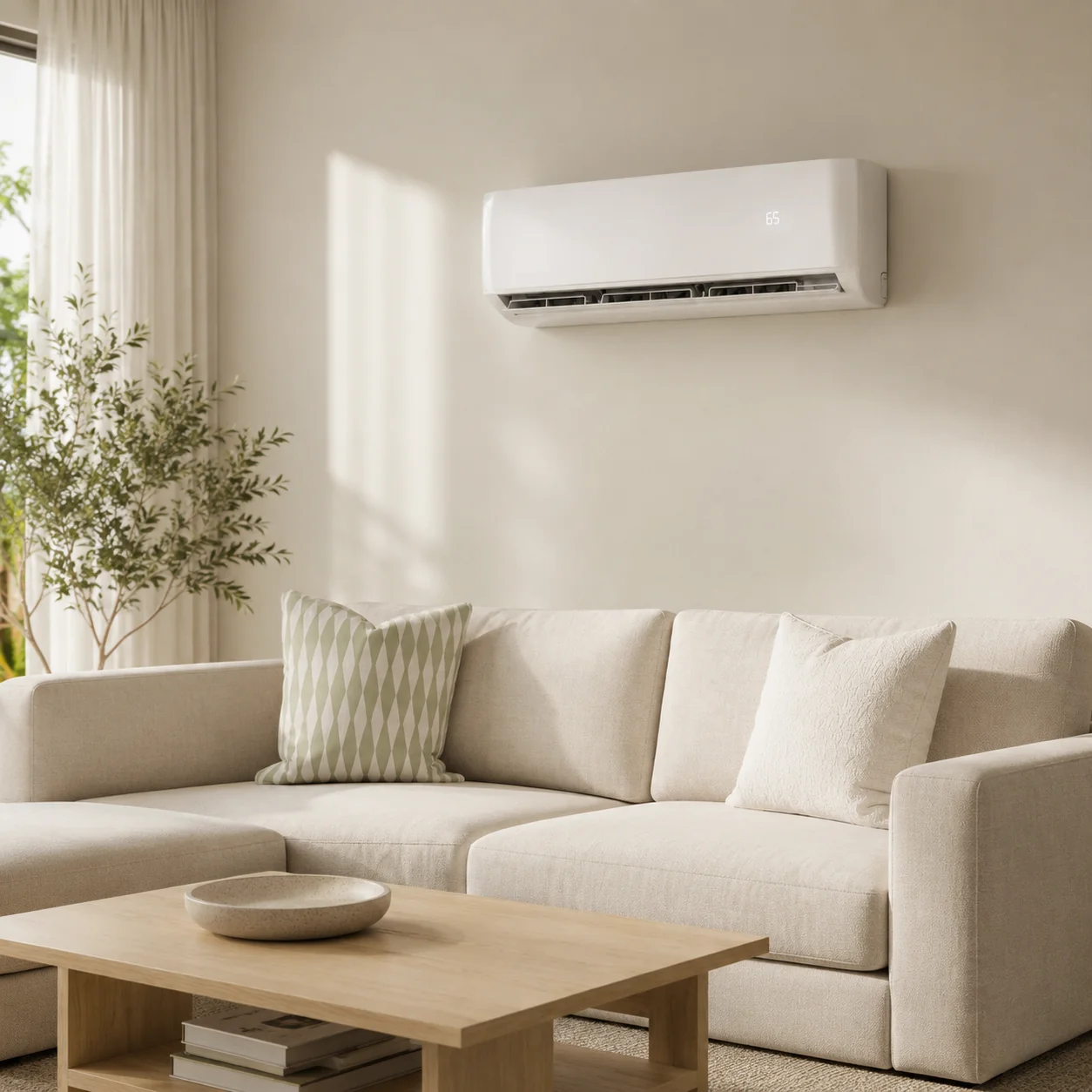 Best precharged DIY mini splits 2026 — Zone Air ductless mini split wall unit installed in a living room with no ductwork