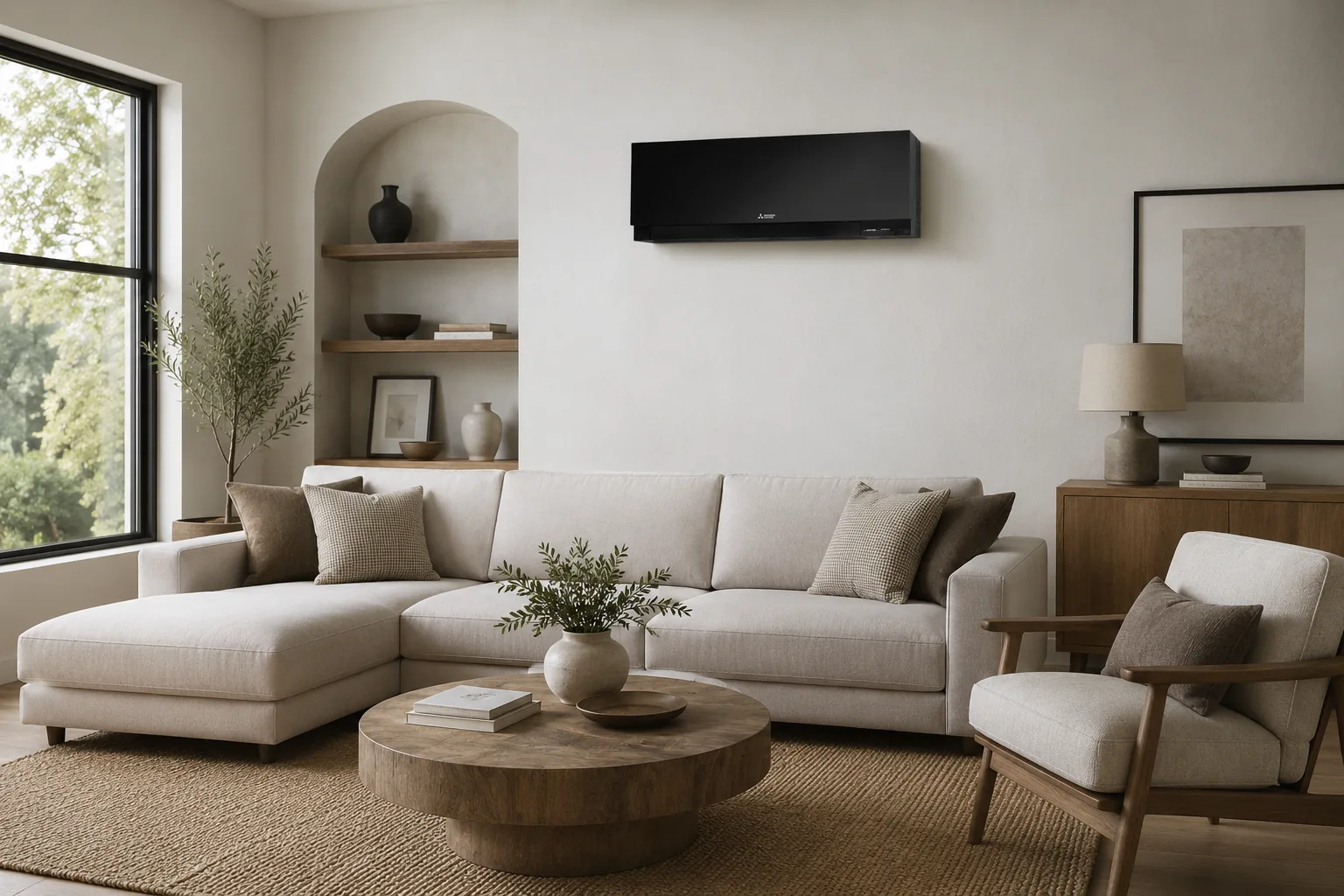 Best DIY 3-zone mini split 2026: a wall-mounted ductless mini split indoor unit heating and cooling a living room