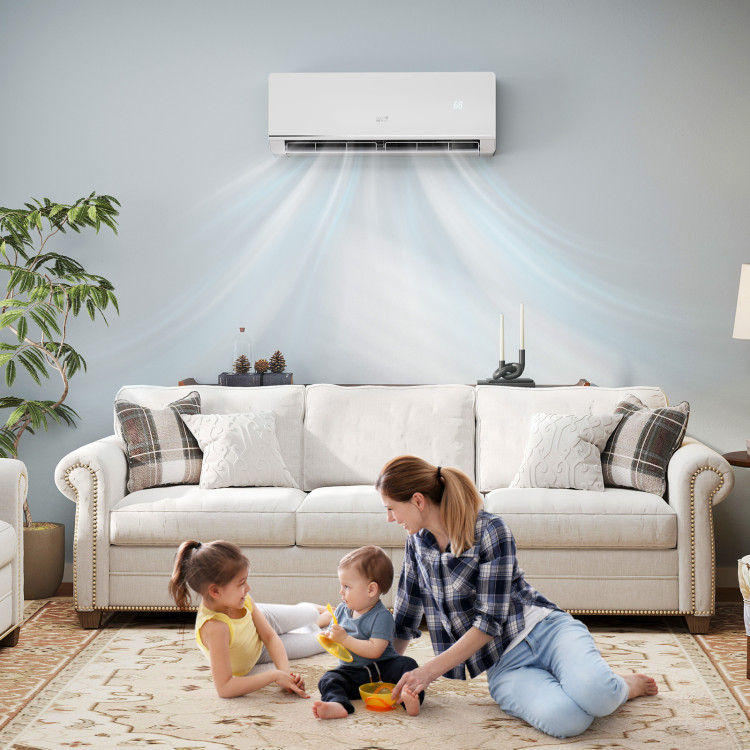 Costway SEERXtreme 12,000 BTU mini-split indoor and outdoor units shown on Costway's product page